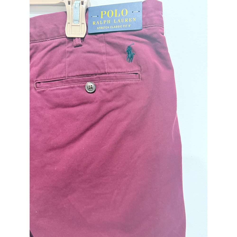 Polo Ralph Lauren Mens Stretch Classic Fit 9 Inch Chino Shorts Burgundy Red 42 - Picture 4 of 7